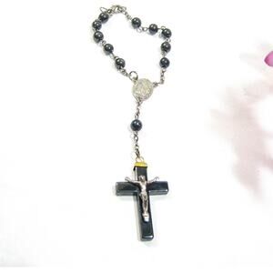 Gemstone Beaded Rearview Mirror Catholic Rosary Christian Religious Prayer Beads